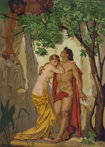 Galatea y Acis sorprendidos por el gigante Polifemo de Spanish School